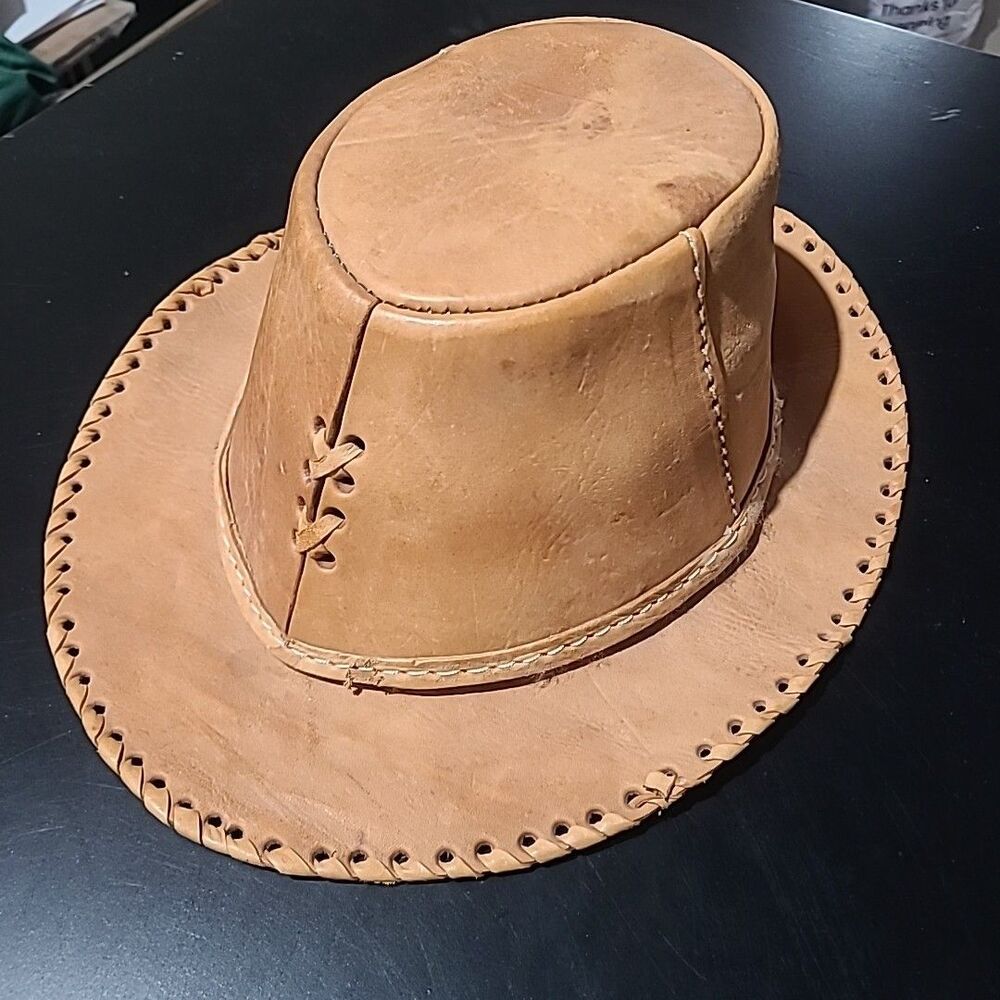 Unbranded Tooled Leather Moroccan Boho Hippie Cowboy Hat Made in Morocco